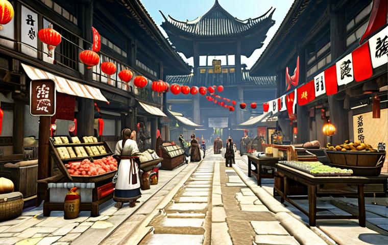 **

A bustling ArcheAge marketplace scene. Simplified Chinese text banners advertise "High-Profit Trade Routes!" and "Rare Item Auctions!" Players are shown trading goods, with UI elements displaying fluctuating market prices (e.g., medicine ingredients increasing price). The overall feeling should be dynamic and economically active.

**