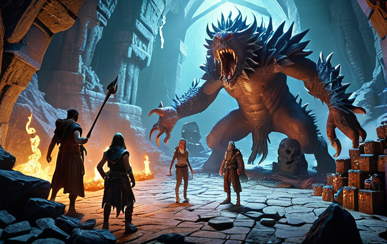 **

A group of adventurers triumphantly standing over a defeated Abyss Dungeon boss, surrounded by shimmering loot. Focus on the expressions of joy and teamwork. Include visual elements that suggest a high-fantasy RPG setting.

**