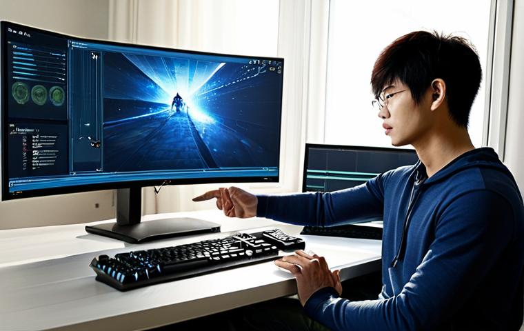 **

A gamer optimizing graphics settings for the game "ArcheAge" (上古世纪), focusing on resolution and V-Sync adjustments to improve frame rates. The scene is a well-lit gaming room with a high-end computer setup, showing a monitor displaying the game's settings menu. The gamer is fully clothed in casual wear. safe for work, appropriate content, fully clothed, professional, perfect anatomy, correct proportions, natural pose, well-formed hands, proper finger count, natural body proportions.

**