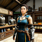 **

"A bustling equipment exchange in *ArcheAge*, showcasing a variety of weapons and armor. Focus on the UI elements displaying detailed item stats and prices. A fully clothed merchant stands behind a counter, interacting with a player in modest attire. Safe for work, appropriate content, professional, perfect anatomy, correct proportions, family-friendly, well-formed hands, proper finger count, natural body proportions."

**