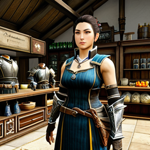 **

"A bustling equipment exchange in *ArcheAge*, showcasing a variety of weapons and armor. Focus on the UI elements displaying detailed item stats and prices. A fully clothed merchant stands behind a counter, interacting with a player in modest attire. Safe for work, appropriate content, professional, perfect anatomy, correct proportions, family-friendly, well-formed hands, proper finger count, natural body proportions."

**