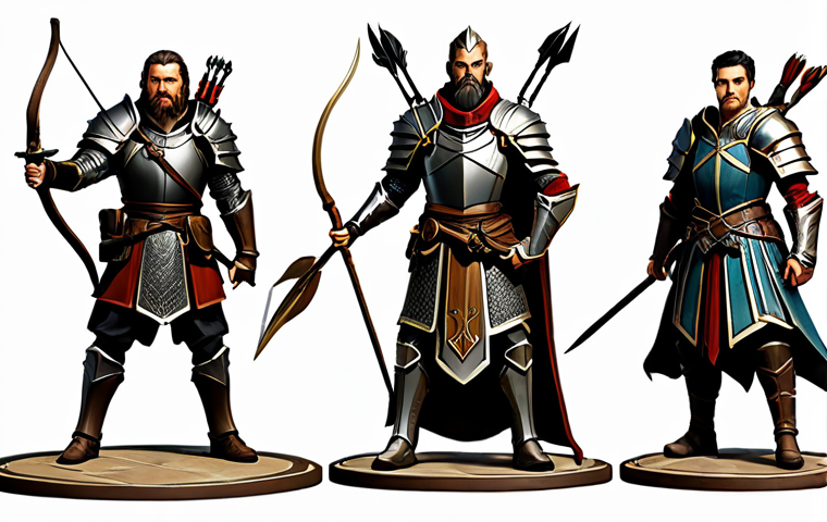 아키에이지 PvP 최적의 팀 조합 - **Prompt:** A dynamic illustration of a balanced PVP team: a warrior in ornate plate armor, a wizard...