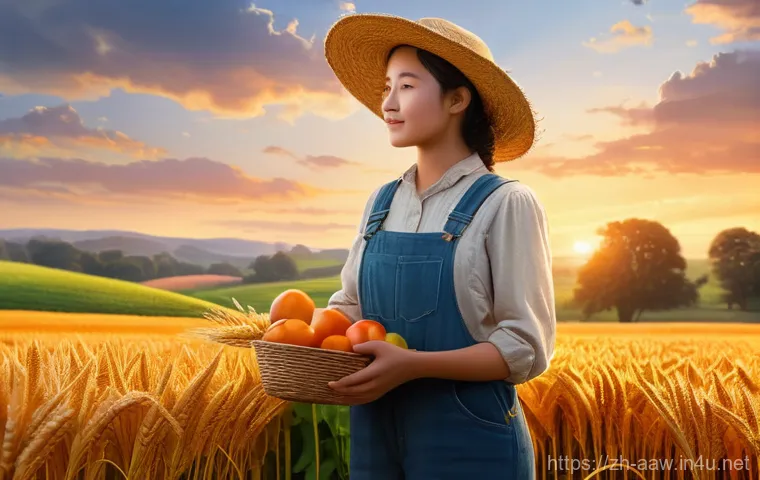 아키에이지 생활 재화 수급법 - **Prompt: "A serene fantasy landscape depicting a young, diligent female farmer tending to her vibra...