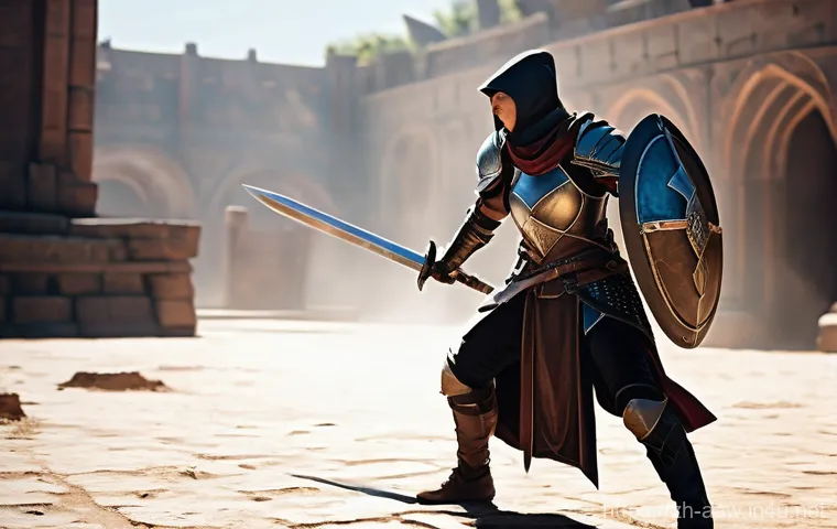 아키에이지 유저 추천 스킬 세팅 - A determined female adventurer, clad in full, intricate fantasy plate armor (including a chest plate...