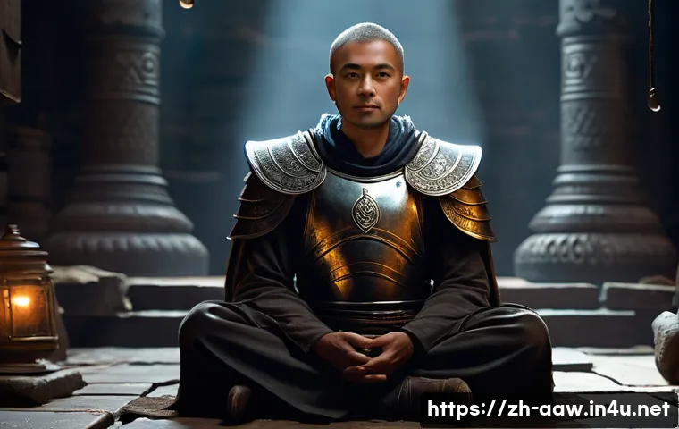 아키에이지 상위 장비 강화 실패 확률 - A seasoned adventurer, wearing practical, slightly worn leather and metal armor, fully clothed and l...