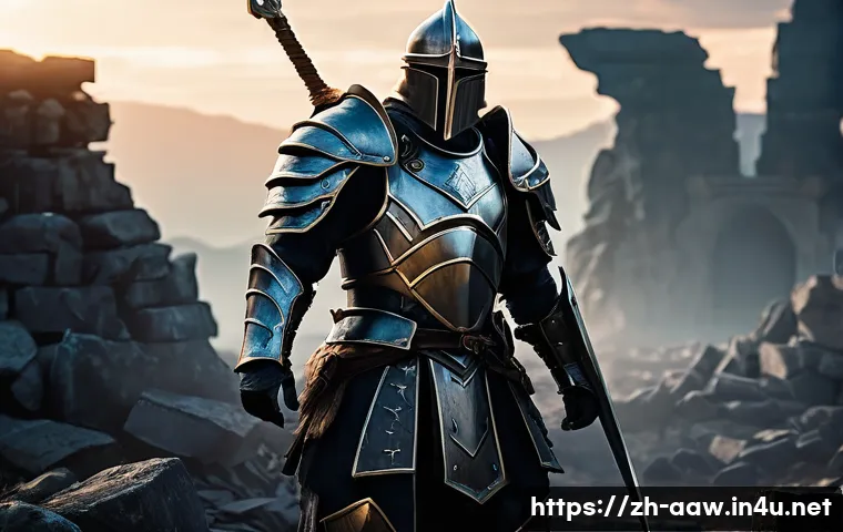 아키에이지 PvP 장비 최적화 - **Prompt 1: Valiant Frontline Warrior**
    "A powerful male warrior, standing firm on a rocky, war-...