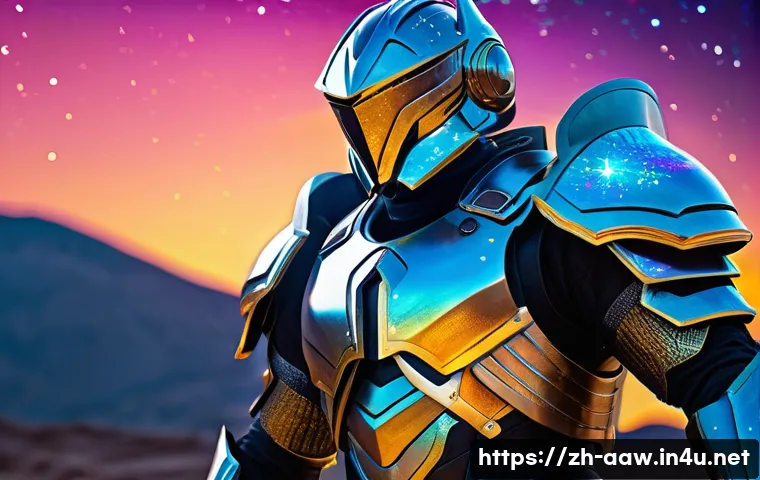 아키에이지 신규 아이템 트렌드 - A futuristic warrior wearing the "Starry Battle Armor" inspired by Eastern mythology and advanced te...