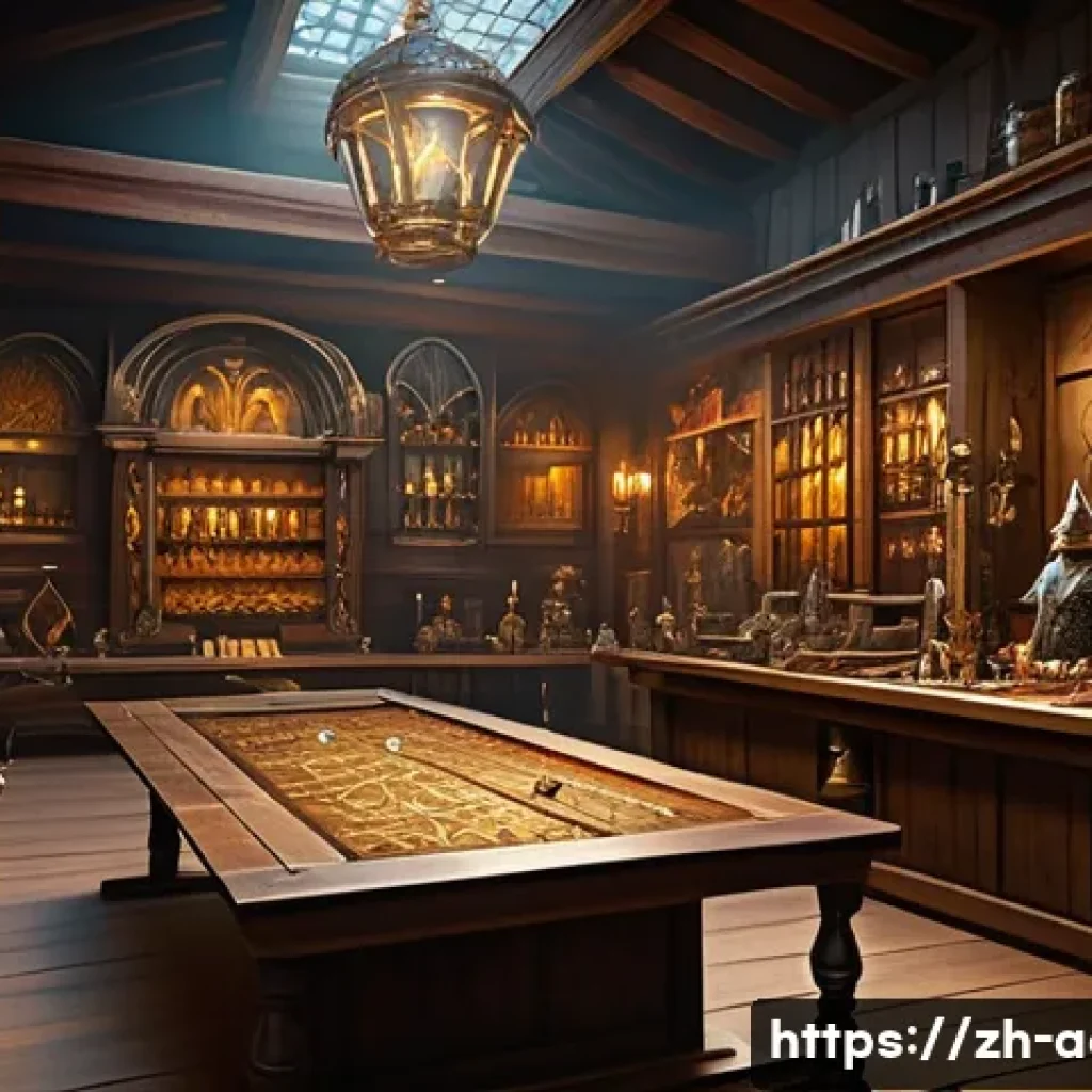 아키에이지 경제 밸런스 분석 - A bustling medieval fantasy auction house interior filled with diverse players trading rare and comm...