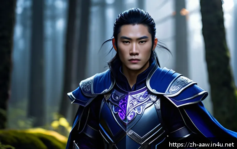 아키에이지 패션 아이템 수집 - A stylish fantasy warrior character wearing a balanced outfit that combines both practical armor and...