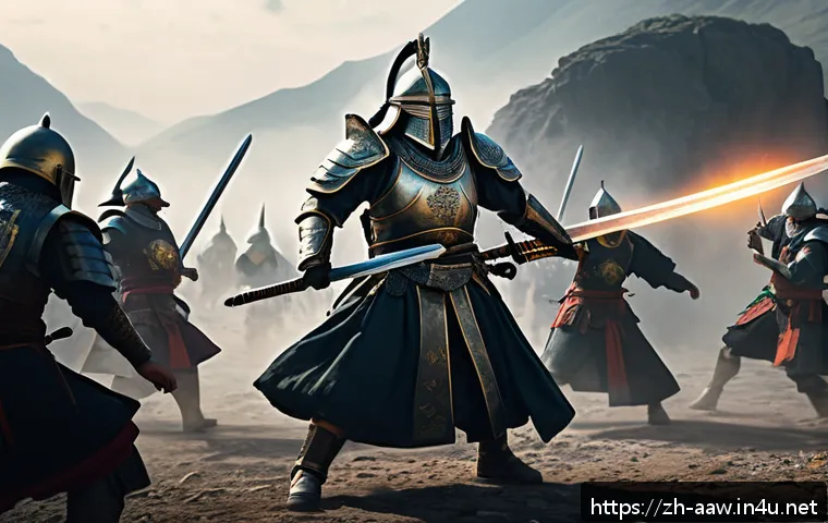 아키에이지 PvP 최적 직업 조합 - A dynamic battlefield scene featuring a heavily armored warrior and a robed priest working in close ...