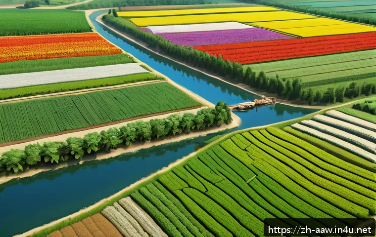 아키에이지 농업 콘텐츠 추천 - A detailed, vibrant farming landscape in a fantasy MMORPG setting, showcasing well-planned farmland ...